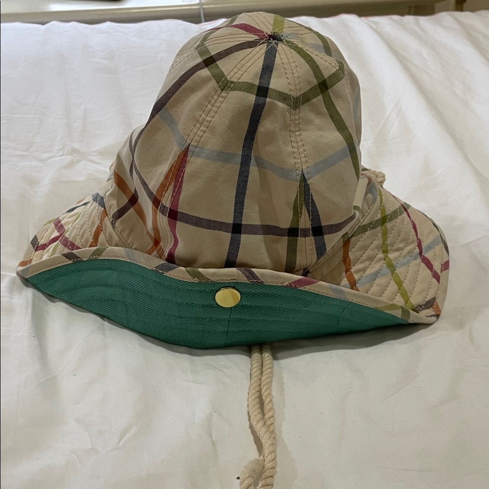 Coach Multicolor Plaid Hat with Green Brim women’s